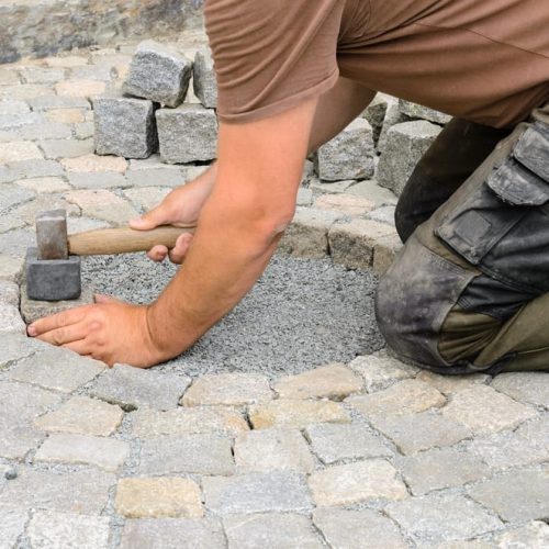 Natuursteen leggen in patroon