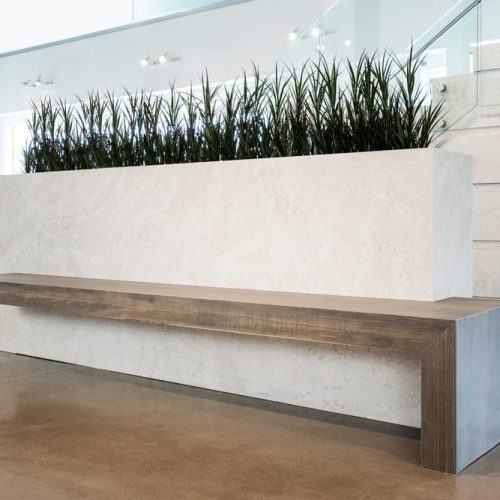 A,Modern,Beautiful,Custom,Planter,Bench,Made,With,Stonelike,And